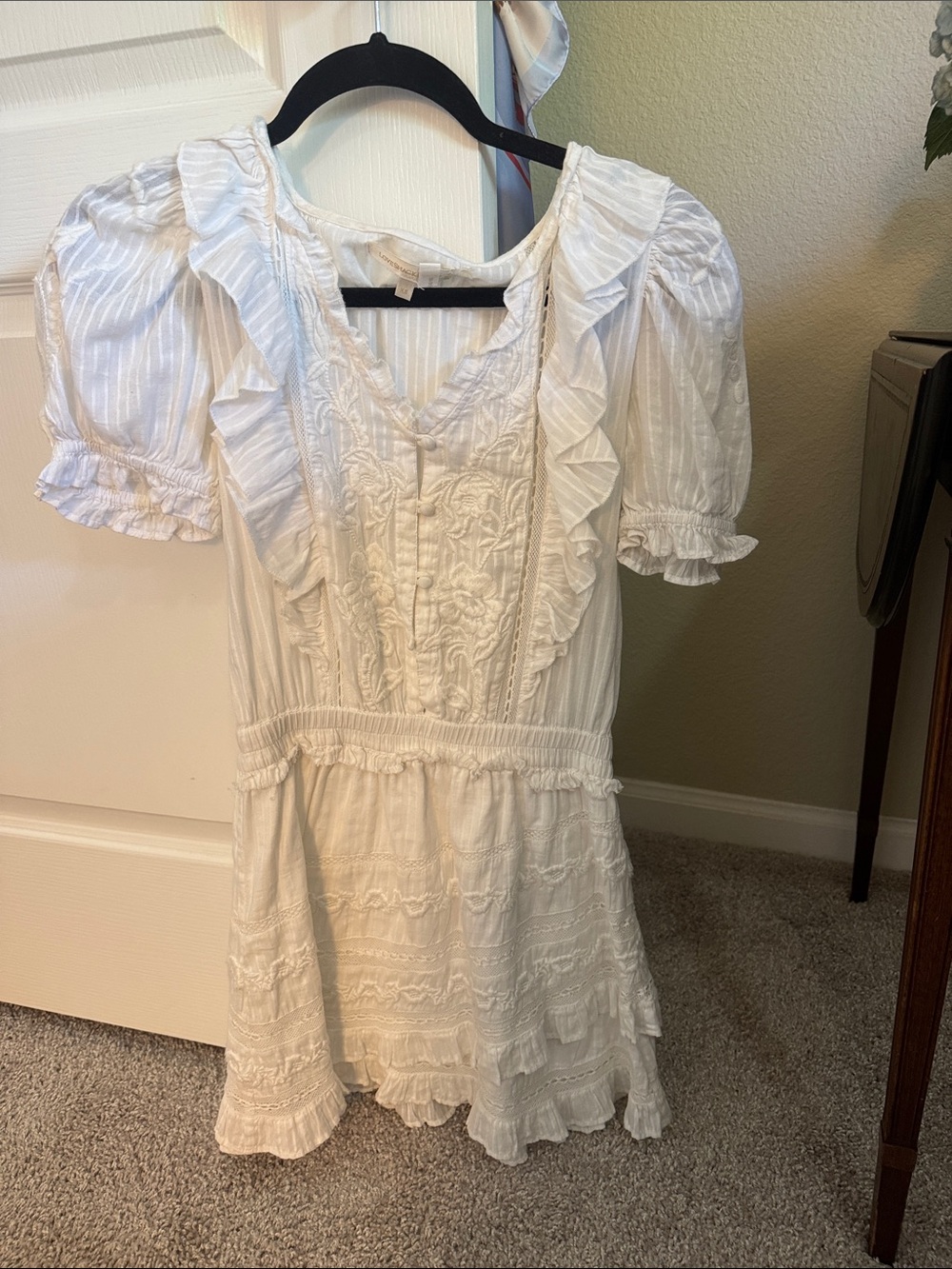 LoveShackFancy White Ruffled Mini Dress